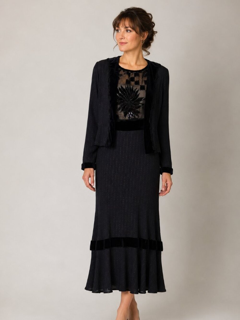 SPENCER ALEXIS 90s Dress and Jacket Set, Size 8